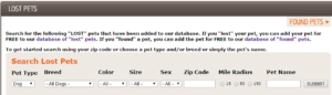 screenshot lost pets database
