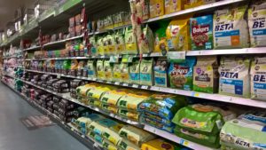 aisles of commercial dog food