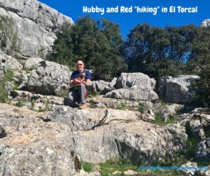 Red and hubby hiking in El Torcal